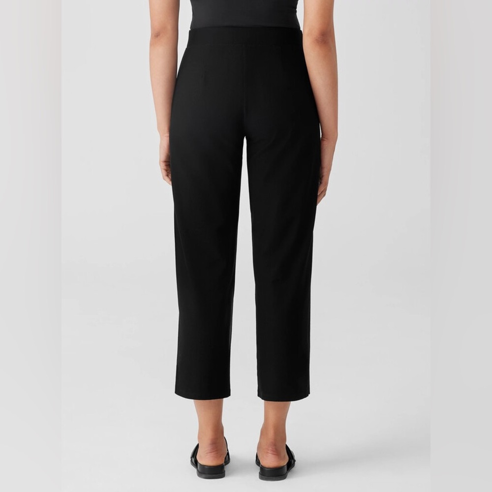 Eileen Fisher Washable Stretch Crepe Straight Pants in Black size L P petite - Picture 2 of 13